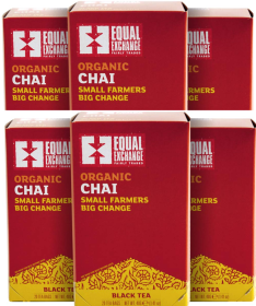 Equal Exchange Organic Herbal Rooibos Chai, Cardamon w/Hint of Black Pepper & Ginger Black Caffeine-Free Coffee (Case Of 6) 120 Tea Bags