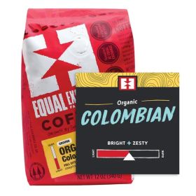 Equal Exchange Organic Drip Colombian Chocolate w/notes of Grapefruit, Floral & Lime 100% Arabica Whole Bean Caffeinated Coffee (Case of 6)12oz Bags