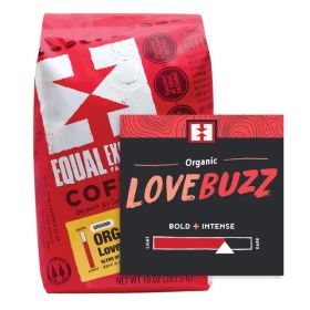 Equal Exchange Organic Herbal Medium Roast Whole Bean Love Buzz w/Molasses, Toasted Marshmallow, Walnuts Caffeinated Coffee (Case Of 6) 12oz Bag