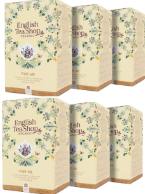 English Tea Shop Organic Pure Me Mix of Peppermint Fennel Turmeric w/Blended Herbs & Spices Caffeine-Free Tea (Case of 6) 90 Tea Bags