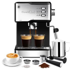 Geek Chef Espresso Espresso, Latte & Cappuccino Machine 20 Bar Pump Coffee Machine Compatible w/ESE POD Capsules Filter; 950W; (Pack of 1) 1.5L WT