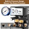 Geek Chef Espresso, Latte & Cappuccino Machine 20 Bar Pump Pressure w/ESE POD, Filter & Milk Frothier Steam Wand Stainless Steel (Pack of 1)1.5L WT