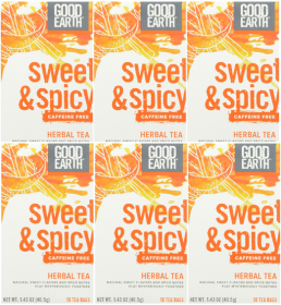 Good Earth Sweet - Spicy Herbal Rosehip, Lemongrass, Cinnamon, Chamomile Peppermint, Ginger, & Orange Peel Black Tea (Case of 6)18 Tea Bags