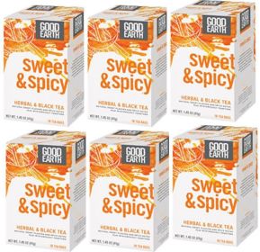 Good Earth Herbal Sweet & Spicy w/Spicy Cinnamon, Chamomile, Lemongrass Jasmine Peppermint Caffeinated Black Tea (Case of 6)18 Tea Bags