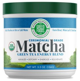 Green Foods Organic Herbal Matcha Green Caffeinated Tea (Pack of 1) 5.5oz Jar