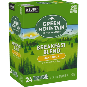 Green Mountain Breakfast Blend w/Caramel Brown Sugar & Creamy Vanilla 100% Arabica Dark Roast Beans Caffeinated Coffee (Box of 1) 24 K-Cup Pods