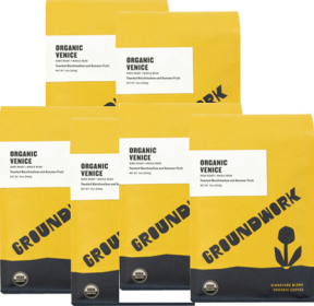 Groundwork Organic Herbal Signature Blend Venice Marshmallow and Stone Fruit Dark Roast Medium Roast Coffee (Case of 6)12oz Bags