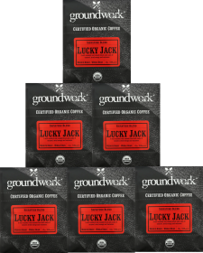 Groundwork Organic Herbal Signature Lucky Jack Medium Roasted Whole Bean w/Caramel Dried Orange & Molasses Caffeinated Coffee (Case of 6) 12oz Bags