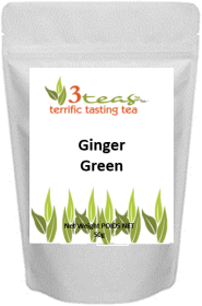 3_Teas Organic Herbal Ginger, Loose-Leaf, w/No Sugar or Chemicals Needed Caffeinated Green Tea (Pack of 1) 100g Pouch