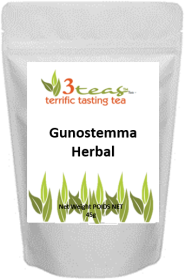 3_Teas Herbal Gynostemma Loose-Leaf, Aryuvedic & Apoptogenic w/No Sugar or Chemicals Needed Caffeine-Free Herbal Tea (Pack of 1) 45g Pouch