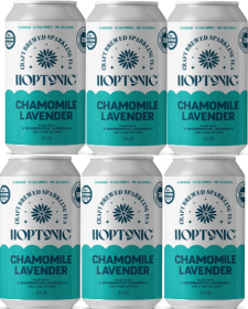 Hoptonic Organic Herbal Craft Brewed Sparkling Chamomile, Lavender Caffeinated Tea (Pack of 6) 12oz Cans