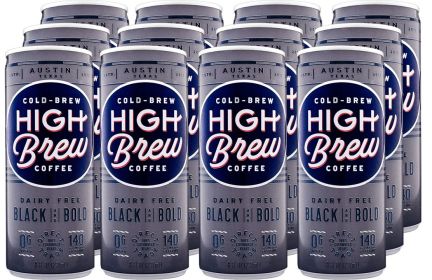 HIGH Brew Cold Brew Black & Bold + Protein 100% Arabica Medium Roasted Beans Caffeinated Coffee (Pack Of 12) 8oz Cans