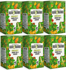 Heath & Heather Organic Herbal w/Ginger Caffeinated Green Tea (Case of 6) 120 Total Tea Bag