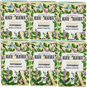 Heath & Heather Organic Herbal Peppermint Caffeinated Tea (Case of 6) 120 Total Tea Bags