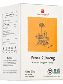 Health King Herbal Medicinal Panax, Ginseng w/Jasmine Flowers Caffeinated Tea (Pack of 1) 20 Tea Bags