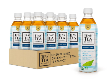 Tea's Tea Organic Unsweetened Green & White w/Rich in Vitamin C  Antioxidants Catechins Sugar Free Caffeinated Tea (Case of 12)16.9oz Bottles