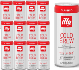 Illy Caffe Drink Cold Brew Classico Medium Roast 100% Arabica Beans Caffeinated Coffee (Case of 12) 8.45oz Can