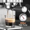 KOIOS Espresso Machines 1200W PID Control System 20 Bar Semi-Automatic Espresso Maker w/Foaming Steam Wand Stainless Steel (Pack of 1) 58oz RWT