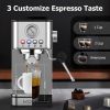 KOIOS Espresso Machines 1200W PID Control System 20 Bar Semi-Automatic Espresso Maker w/Foaming Steam Wand Stainless Steel (Pack of 1) 58oz RWT