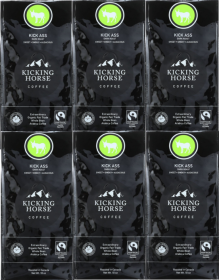 Kicking Horse Organic Kick Ass Fair-Trade Ground 100% Arabica Dark Roast Whole Bean Caffeinated Coffee (Case Of 6)10oz Bags