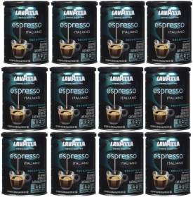 Lavazza Espresso Decaf 100% Arabica & Robusta Blend Medium Roast Ground Decaffeinated Coffee (Case of 12) 8oz Cans