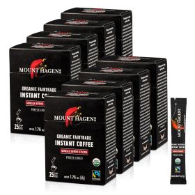 Mount Hagen Original Fair-Trade Single Serve Sticks 100% Arabia Medium Roast Beans Caffeinated Instant Coffee (Case of 8) 200 K-Cup Pods