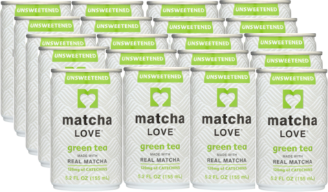 Matcha Love Unsweetened w/Matcha, Ascorbic Acid (Vitamin C), Xanthan Gum Zero Calories Green Caffeinated Tea (Case of 20) 5.2oz Cans