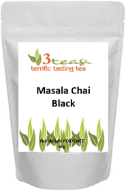 3_Teas Masala Chai, Cardamom w/Notes & Lively Ginger, Loose-Leaf, w/No Sugar or Chemicals Needed Caffeinated Black Tea (Pack of 1) 60g Pouch