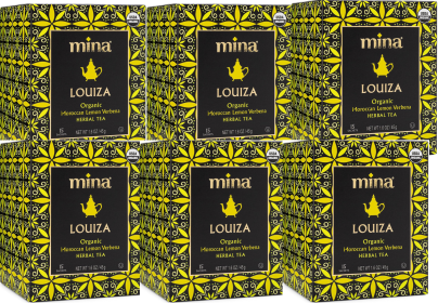 Mina Louiza Organic Herbal Moroccan Lemon Verbena Biodegradable Sachets Caffeine-Free Green Tea (Pack of 1) 15 Tea Bags