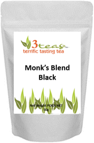 3_Teas Monks Blend, Loose-Leaf, w/No Sugar or Chemicals Needed Caffeinated Black Tea (Pack of 1) 50g Pouch