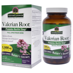 Nature's Answer Valerian Root 1,500 mg Capsules Natural Sleep Aid Stress Reliever Promotes Restful Slumber (Pack of 1) 180 Capsules