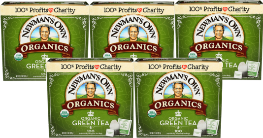 Newman's Own Organics Green Tea 100 Individually Wrapped Tea Bags (Case Of 5) 500 Bags