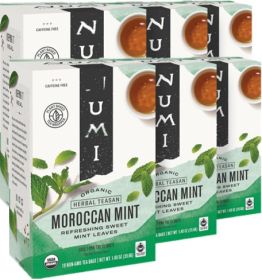 Numi Organic Herbal Teasan Moroccan Mint Refreshing Sweet Mint-Nana-Leaves Sweet Chamomile Spearmint Flavor Caffeine-Free Tea (Case of 6)108 Tea Bags