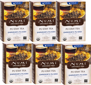 Numi Organic Herbal Emperor's Pu-erh Bold, Rich & Malty High w/Flavor Bold & Earthy Caffeinated Black Tea (Case of 6)16 Tea Bags