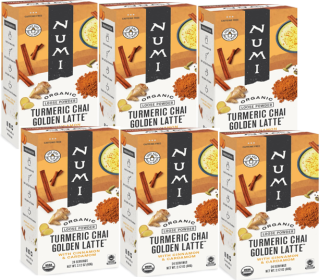 Numi Organic Loose Power Turmeric Chai Golden Latte  w/Cinnamon, Ginger & Cardamom Hot or Iced Caffeine-Free Tea (Case of 6) 24 Servings