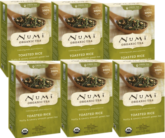 Numi Organic Toasted Rice Nutty & Savory Smooth Green Sencha Matcha Toasted Rice Medium Caffeine Tea (Case of 6)18 Tea Bags