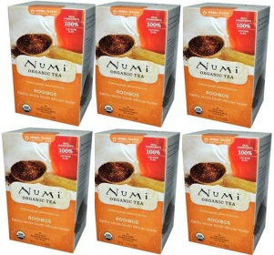 Numi Organic Herbal Teasan Rooibos Earthy Vanilla South Africa Healer Red Mellow Bush Caffeine-Free Tea (Case of 6)18 Tea Bags