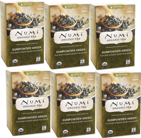 Numi Organic Herbal Gunpowder w/Matcha, Jasmine Full-Bodied Gently Rolled Chinese Medium Caffeinated Green Tea (Case of 6)18 Tea Bags