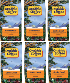 The Organic Coffee Co. Gorilla 100% Arabica Medium Roast Ground Decaffeinated Coffee (Case Of 6) 12oz Bags