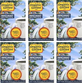 The Organic Coffee Co Onecups French 100% Arabica Dark Roast Beans Kosher Caffeinated Coffee (Case Of 6) 4.65oz K-Cup Pods