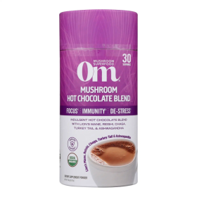 Mushroom Superfood Om Hot Chocolate Blend w/Functional Lion's Mane, Reishi, Chaga, Turkey Tail Mushrooms & Ashwagandha Mix (Pack of 1) 8.47-oz