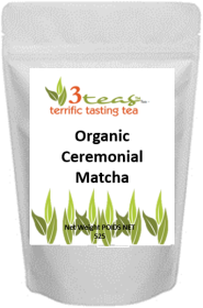 3_Teas Herbal Ceremonial Matcha Loose-Leaf, w/No Sugar or Chemicals Needed Caffeinated Matcha Tea (Pack of 1) 25g Pouch