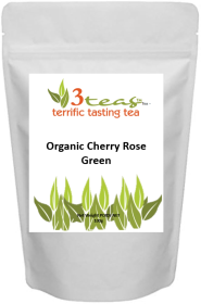 3_Teas Herbal Cherry Rose, Loose-Leaf, w/No Sugar or Chemicals Needed Caffeinated Green Tea (Pack of 1) 100g Pouch