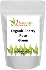 3_Teas Herbal Cherry Rose, Loose-Leaf, w/No Sugar or Chemicals Needed Caffeinated Green Tea (Pack of 1) 50g Pouch