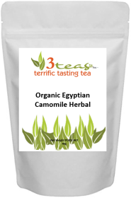 3_Teas Organic Herbal Egyptian Camomile, Loose-Leaf, w/No Sugar or Chemicals Needed Caffeine-Free Herbal Tea (Pack of 1) 40g Pouch