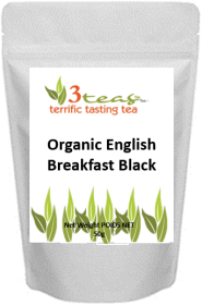 3_Teas Organic English Breakfast, Loose-Leaf, w/No Sugar or Chemicals Needed Caffeinated Black Tea (Pack of 1) 50g Pouch