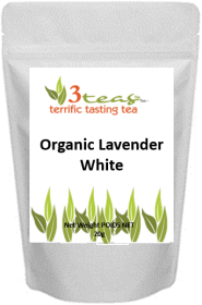 3_Teas Organic White Lavender, Loose-Leaf, w/No Sugar or Chemicals Needed Caffeinated White Tea (Pack of 1) 20g Pouch