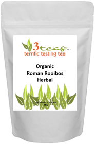 3_Teas Organic Herbal Roman Rooibos, Loose-Leaf, w/No Sugar or Chemicals Needed Caffeine-Free Herbal Tea (Pack of 1) 110g Pouch