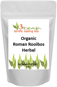 3_Teas Organic Herbal Roman Rooibos, Loose-Leaf, w/No Sugar or Chemicals Needed Caffeine-Free Herbal Tea (Pack of 1) 55g Pouch