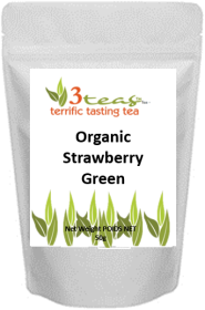 3_Teas Herbal Strawberry, Loose-Leaf, w/No Sugar or Chemicals Needed Caffeinated Green Tea (Pack of 1) 50g pouch